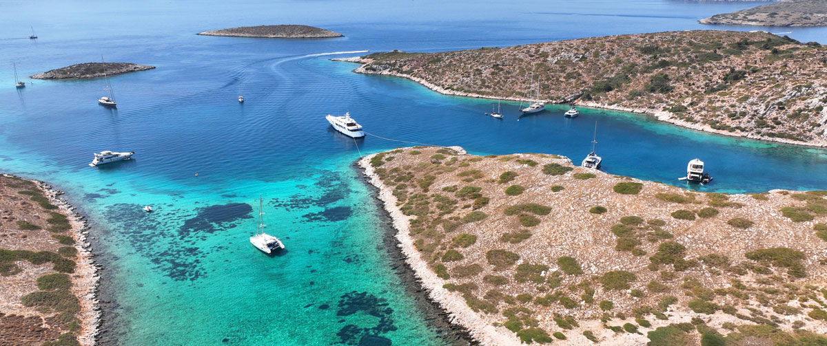 Unzählige Ankerbuchten zwischen Leros, Lipsi und Arki